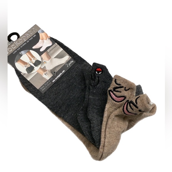Sockopath Accessories - Women's Low Cut Socks With Stay Up Heel Tab Face Design NWT